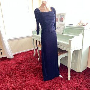 Laundry by Shelli Segal 3/4 Sleeve Glitzy Column Gown Eclipse sz 10 NEIMAN MARCU